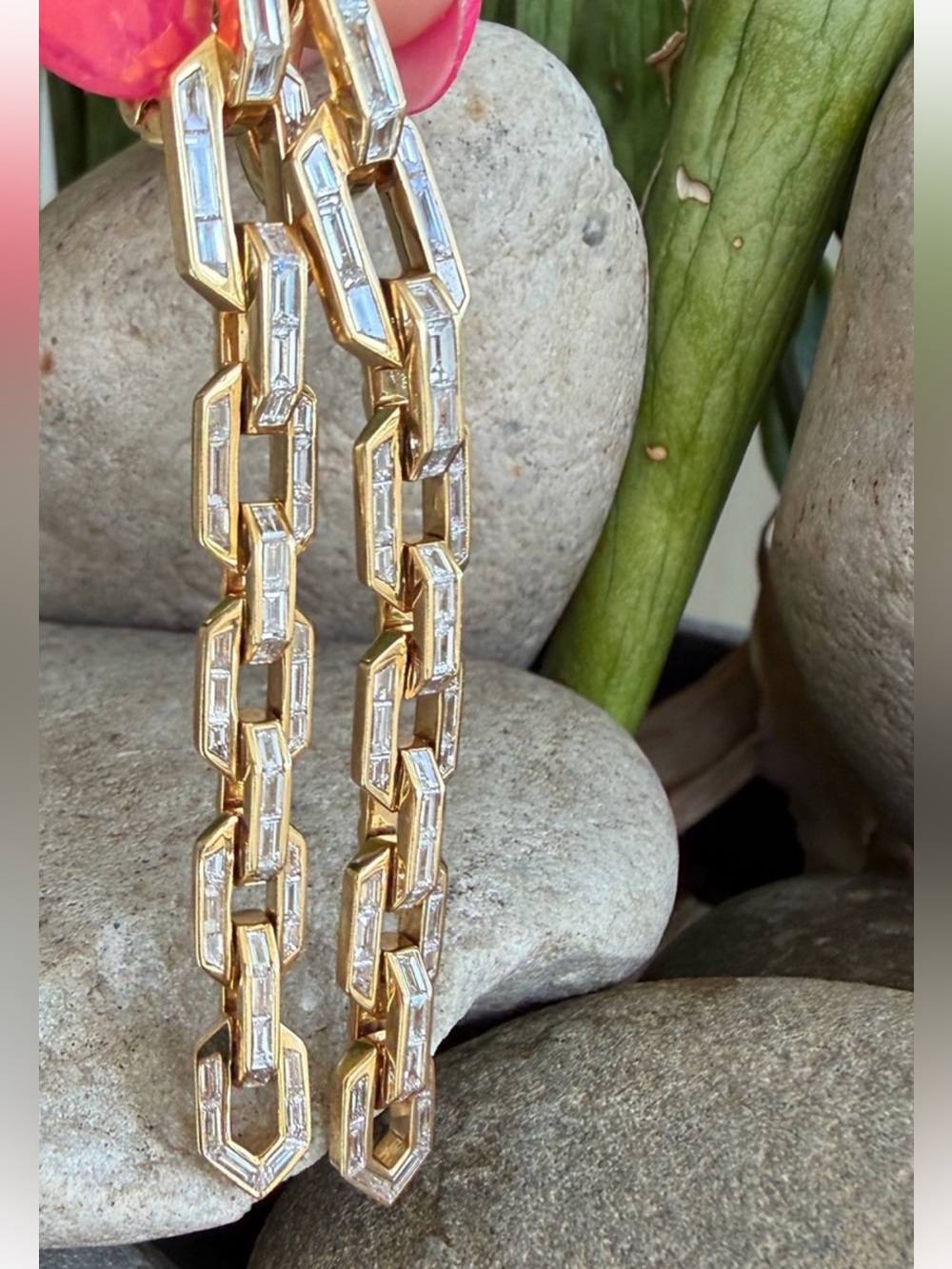 David Yurman Rare deco chain link drop 3.35 carat diamond earrings